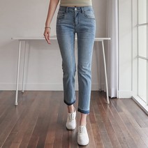 시크폭스 여성용 리버스 일자 데님 팬츠 짧은기장