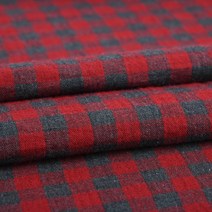 면 선염 체크 이중지 원단, Red