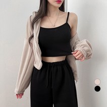 밀키버터 여성용 기모 크롭 나시