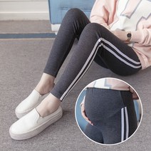 스타 스트라이프 심플 면 임부 레깅스