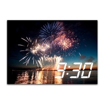 홈마인 캔버스 프린팅 액자 시리즈 불꽃놀이 LED 시계 A3, 06