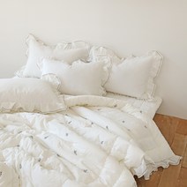 누블 프리지아 자수 워싱 광목 차렵이불 KK더블킹 이불패드세트