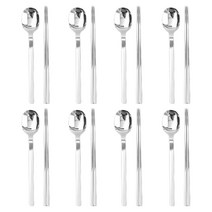 윌리브 304스텐 드고아 수저 8인세트 유광, 실버, 숟가락 8p + 젓가락 8p