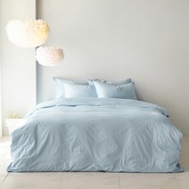 라뽐므 아띠끄 면 40수 트윌 이불커버 + 한겨울용 코튼 구스이불, 스카이블루(이불커버), 화이트(구스이불)
