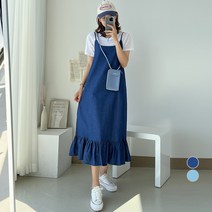 쿨쿠 여성용 데님 뷔스티에 캉캉 원피스