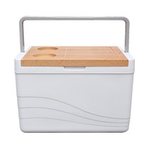 캠텔 비치우드 피크닉 차박 캠핑 아이스 쿨러박스, 화이트 + 우드, 11L