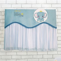 마켓A 입체자수 프릴 에어컨커버, 블루코끼리