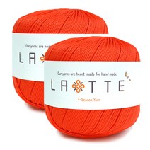 라떼 사계절 폴리 뜨개실 65g 2p, 35 레드오렌지