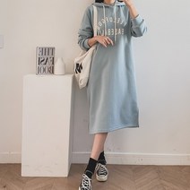 시크블랙 솔파트 레터링 롱 후드 원피스 OPS7032K1B