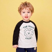 몰리몰리 아동용 뉴 사자 드로잉 래글런 티셔츠