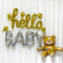 올댓파티 베이비샤워 풍선 올인원세트, 골드, 1세트