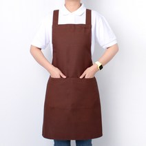 라미아스텔라 면 H형 무지 카페 바리스타 앞치마, 브라운, 1개