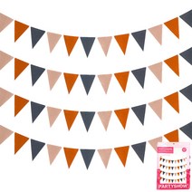 파티쇼 펠트 삼각 파티 가랜드, 브라운패턴, 4개