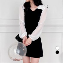 에비뉴비 여성용 하트넥 셔링 미니 원피스