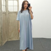 이힝 미니멀룩 고퀄원단 오버핏 반팔 홈웨어 롱원피스