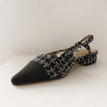 파이 여성용 스틸레토 투톤 플랫 슬링백 3cm PR_2018