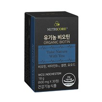 뉴트리코어 WCS 유기농 비오틴 비타민B 셀렌 요오드 NOCHESTEM 18g, 30정, 1개