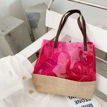 투명 젤리 여름 휴양지 여성 패션 가방 밀집 로프 바닥 안전 토트백