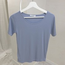 여성용 소프트 유넥 골지 반팔 티셔츠