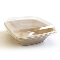 정사각 펄프 용기 700ml + 뚜껑 세트, 150세트
