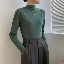 유니제이 여성용 젼스 반목 잔골지 폴라 티셔츠