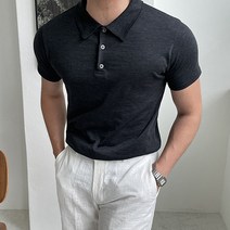 남자다잉 남성용 프리드 머슬핏 카라 반팔 티셔츠