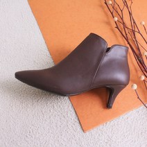 르본디 수제 가죽 옆자크 스틸레토 앵클부츠 6cm