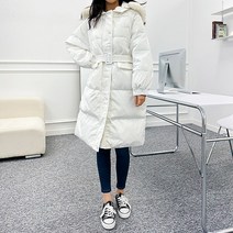 잘빠진 여성용 에스트라 퍼 후드 롱 패딩