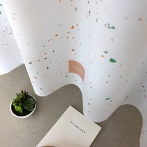 오엔디자인 원세븐나인 패브릭 샤워커튼 스플래터 옐로그린, 1개, 그린계열