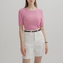 여성용 케이블 패턴 슬림 니트 R-T-6565