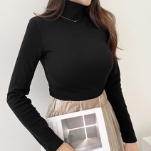가비진 여성용 베이직 기모 목폴라 티셔츠