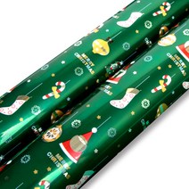 좋은기븐 산타와 양말 메탈롤 포장지, 2개, 그린