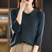 데이소이 여성용 모던 카라 7부 니트