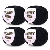 니뜨 허니 3ply 뜨개실 45g x 4p + 무료 도안 세트, 30 검정