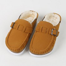 여성용 스티치라인 버클 벨트장식 털슬리퍼