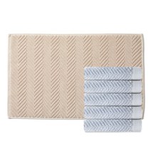 소프트터치 헤링본 세면타올 200g 40수 코마사 5p + 헤링본 발매트, 세면타올(블루그레이), 발매트(베이지), 1세트