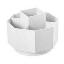 헤이조이 다각형 회전형 5구 대용량 책상정리 연필꽂이, 화이트, 1개