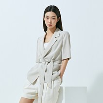 미쏘 여성용 테일러드 벨티드 반팔 재킷