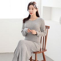 세이스타일 멜란 긴팔 라운드 H롱 원피스