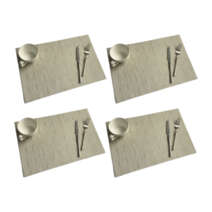 올하이 방수 북유럽 PVC 사각 식탁매트 4p, 뱀부 베이지, 45 x 30 cm