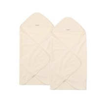 도담도담오가닉 유아용 후드 목욕타올, 베이지, 2개