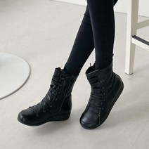 코나블루 여성용 기모안감 레이스업 부츠 3cm DT3192