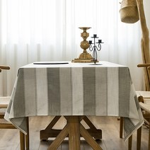 마켓에이 스트라이프 린넨 식탁보, 그레이, 100 x 160 cm