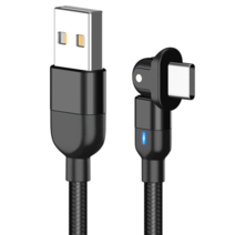 티엠지에스 180도 회전 USB to C타입 고속충전케이블 2m, 블랙