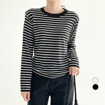 무드인더 여성용 루즈핏 배색 단가라 긴팔 니트