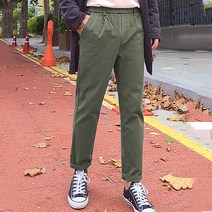 남성용 사계절 데일리 허리 밴딩 스판 코튼 팬츠