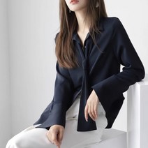 여성용 MA 올데이 타이 긴팔 블라우스