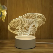 쿼르디 LED 아크릴 3D 무드등 USB 터치 스위치 3컬러 스포츠카, 혼합색상