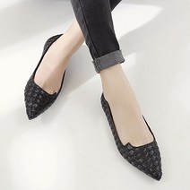 뾰족 격자 무늬 세련된 플랫 신발