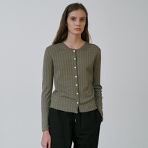 유라고 여성용 린넨 골지 버튼 가디건